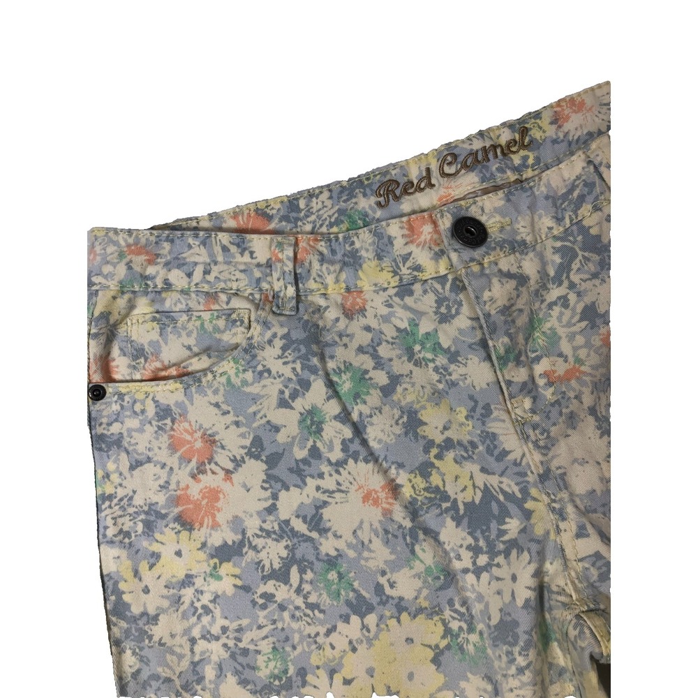 Red Camel Jeans Juniors 13 Premium Denim Blue Yellow Floral Ava Women's (34x25)‎